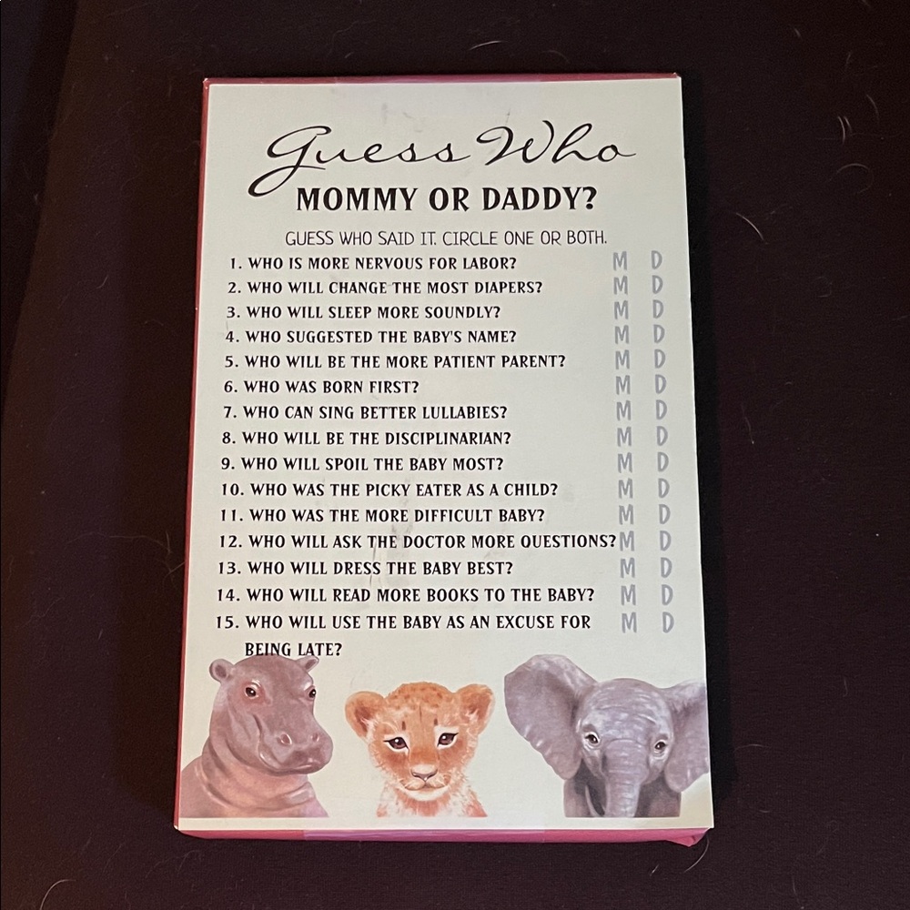 Baby shower game